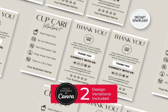 Download Editable Cup Care Card Canva Template - Premium Bundle