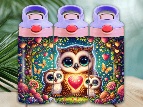 Download Sweet Owl Heart Love Kids Tumbler Wrap - Kids tumbler wrap Collection