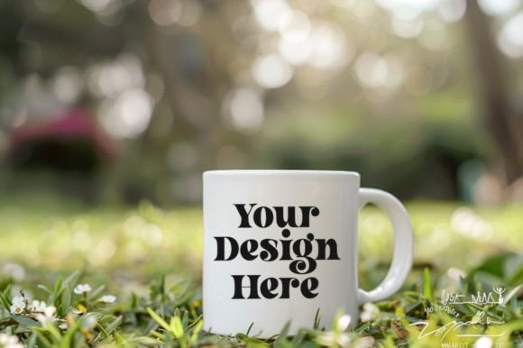 Download Coffee Mug Mockup Placed on a Garden - Premium Resources